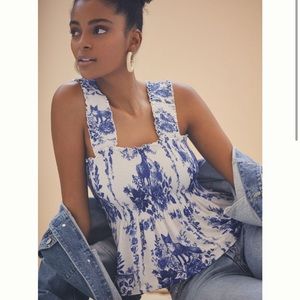Anthropologie Smocked Peplum Tank